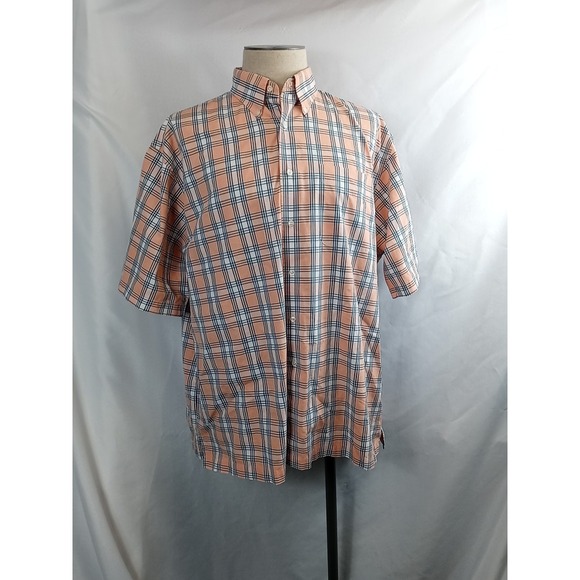 VTG Jos. A. Bank Plaid Shirt Men's Size XL Button Down Pastel Short Sleeve Shirt - Picture 6 of 10